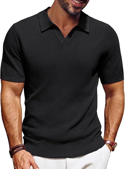denimholic cotton knitted polo t shirt for man | ribbed textured knit polo mens tshirts | collar t shirts for men