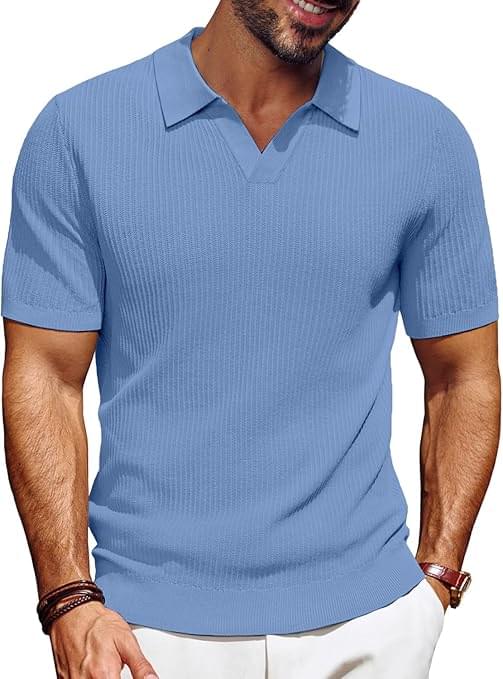 denimholic cotton knitted polo t shirt for man | ribbed textured knit polo mens tshirts | collar t shirts for men