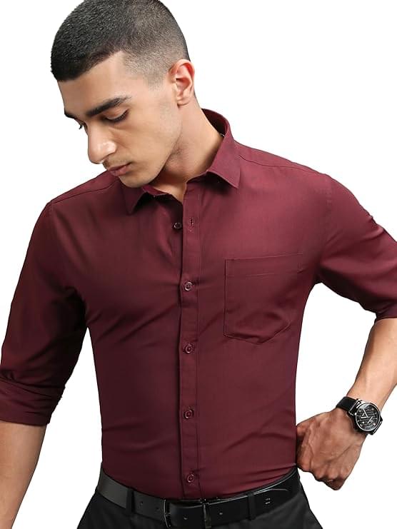 highlander men’s slim fit formal shirt | solid formal shirt for men | comfortable fabric | stylish design for everyday use & office wear